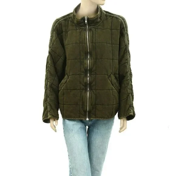 Free People Dolman Quilted Knit Jacket Top Oversized Zip-up Slouchy XS 284205
